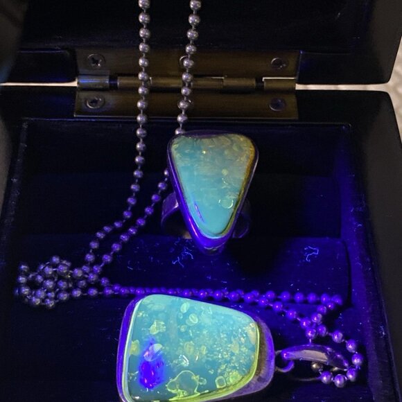 925 Sterling Silver Amber Set – Signed SO – MJI Necklace – Ring Size 8 - Picture 10 of 16